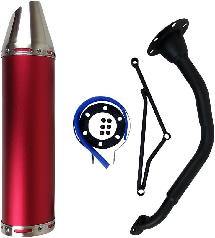 RedCap High Performance Muffler Exhaust System for 125cc 150cc GY6 Scooter Moped TaoTao Kymco Vitacci Benelli Beast 150 Upgrade for 152QMJ 157QMJ Engines (Red) - Image 1